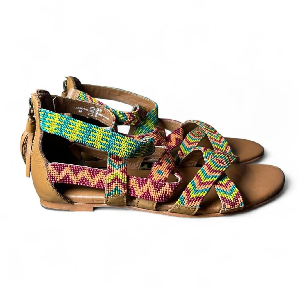 🌿 Laid-Back London x Anthropologie Hand-Beaded Gladiator Sandals – Emerald Mix 🌿 - Image 4