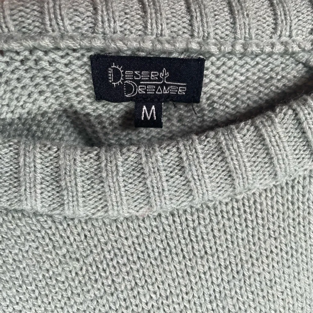 Pacsun desert dreamer‎ green boho style Crewneck sweater face women size medium - Image 4