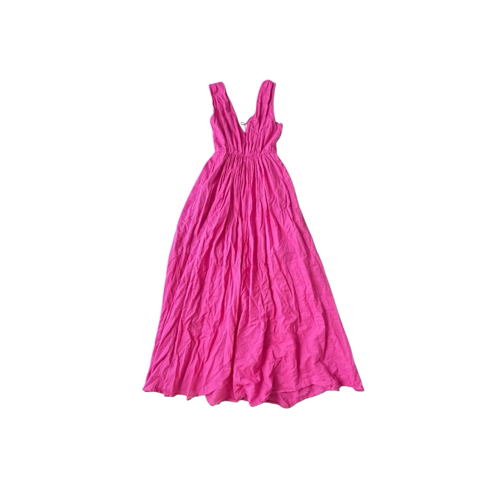 Abercrombie Fitch Maxi Dress Small Pink Empire Waist Tie Front Cotton Sleeveless - Image 8