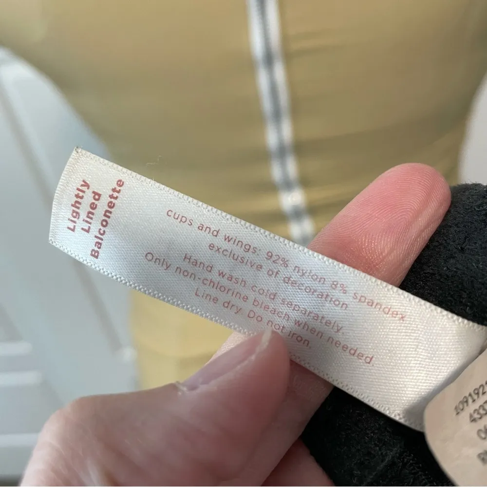 Cacique Black Floral Velvet Bow Lightly Lined Balconette Bra 40DD - Image 6