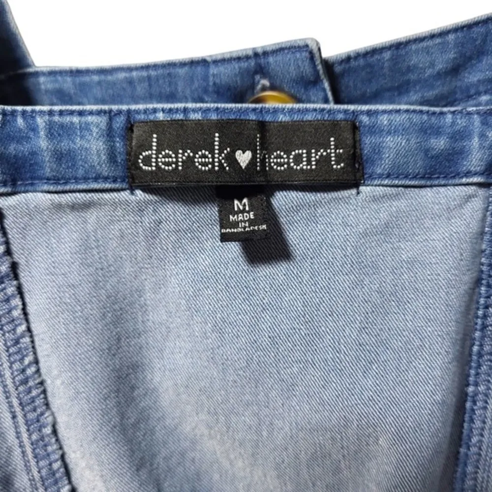 Derek Heart Brushed Denim Elastic Waistline Mini Dress in Mid Blue Denim - Image 3