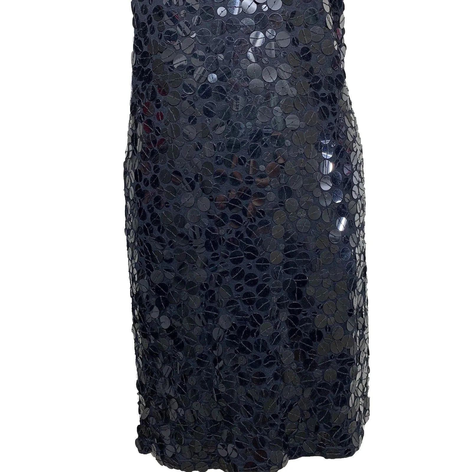 VENUS Black Sequin Sleeveless Bodycon Dress Size L Party Cocktail Stretch - Image 3
