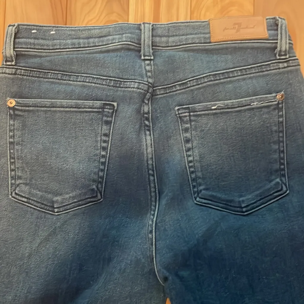 Seven For All Mankind flare high waist slim kick sequin distressed hem jeans - Image 10