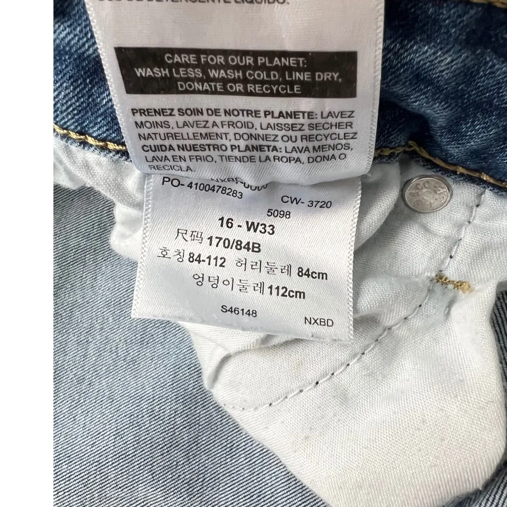 Levis Strauss Denim Shorts Distressed Frayed Hem Blue Wash Casual Summer Size 16 - Image 4