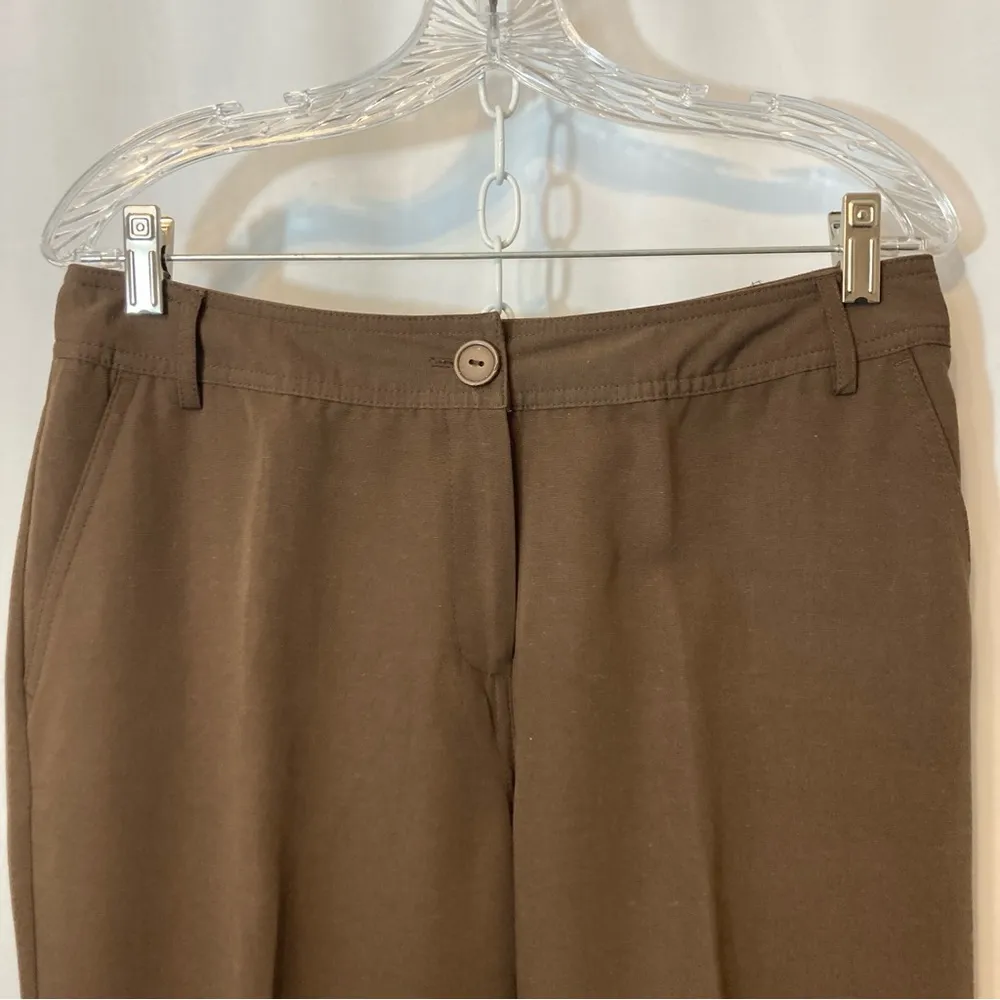 Emma James Brown Bootcut Mid Rise Waist Pressed Leg Trousers Slacks Pants - Image 2