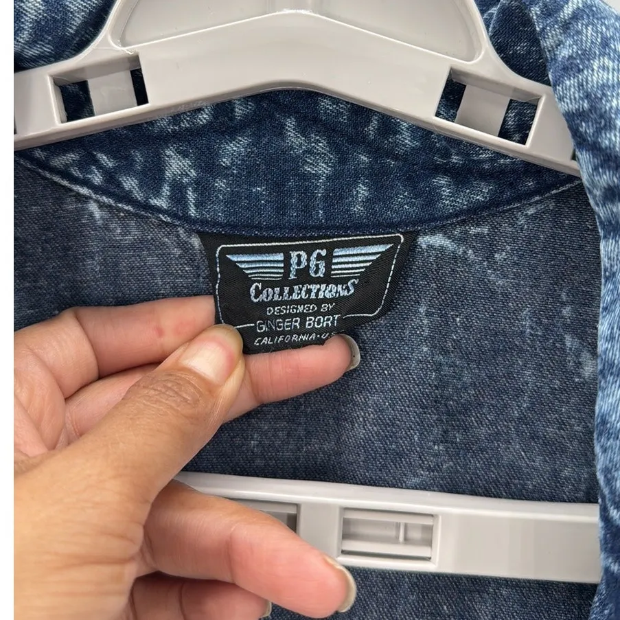 Vintage Acid Washed Jean Duster from PG Collections western NFR 80s size L Size L - Image 9