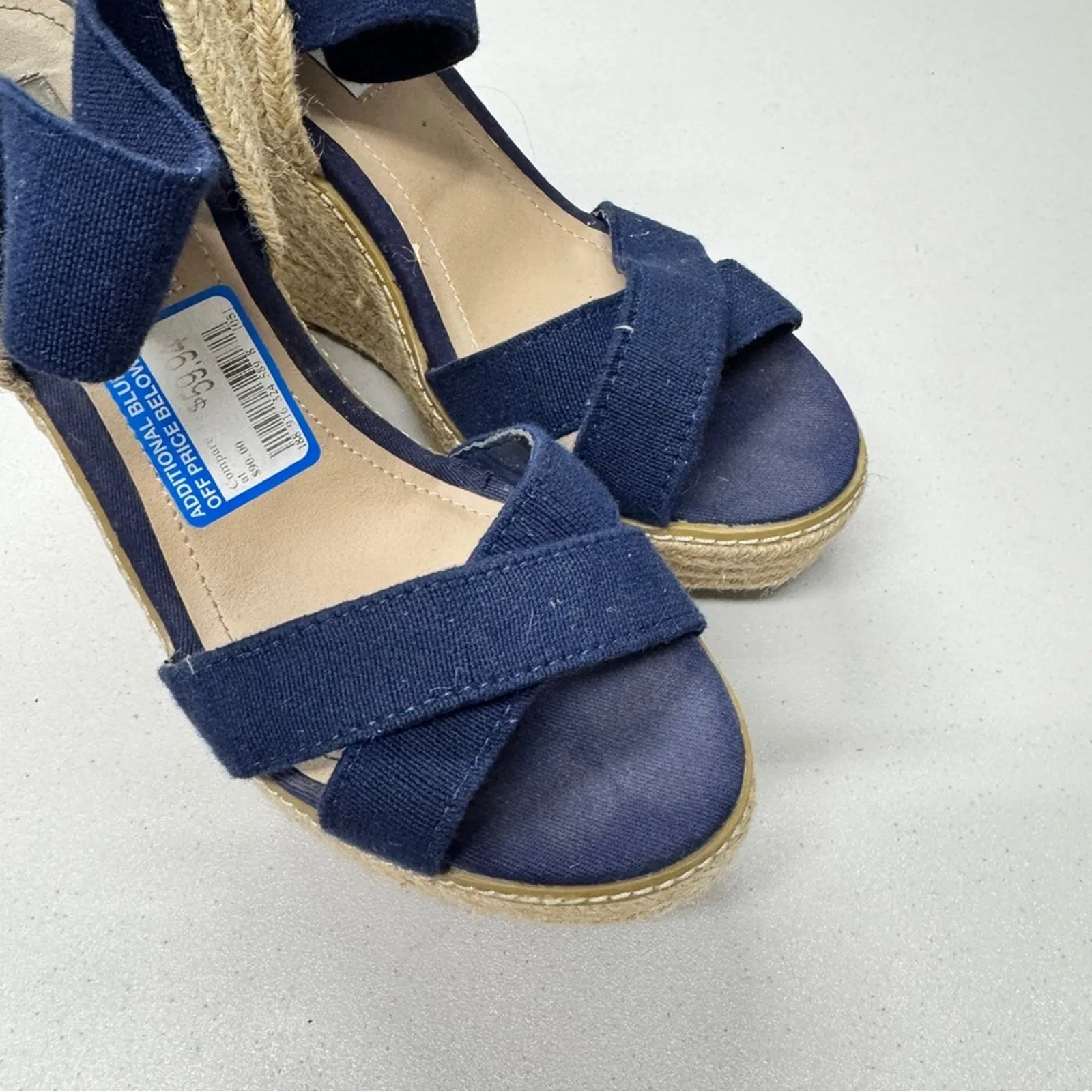 Steve Madden Blue Chambray Espadrille Wedge Sandals Women’s 8.5 Beachy Casual - Image 3
