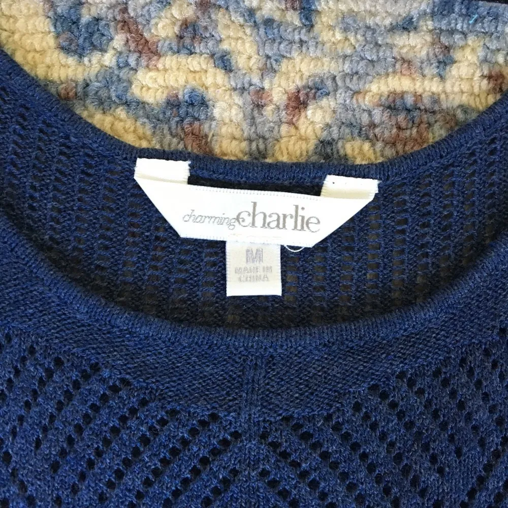 Charming Charlie's Blue Knit Tank Top Medium - Image 3