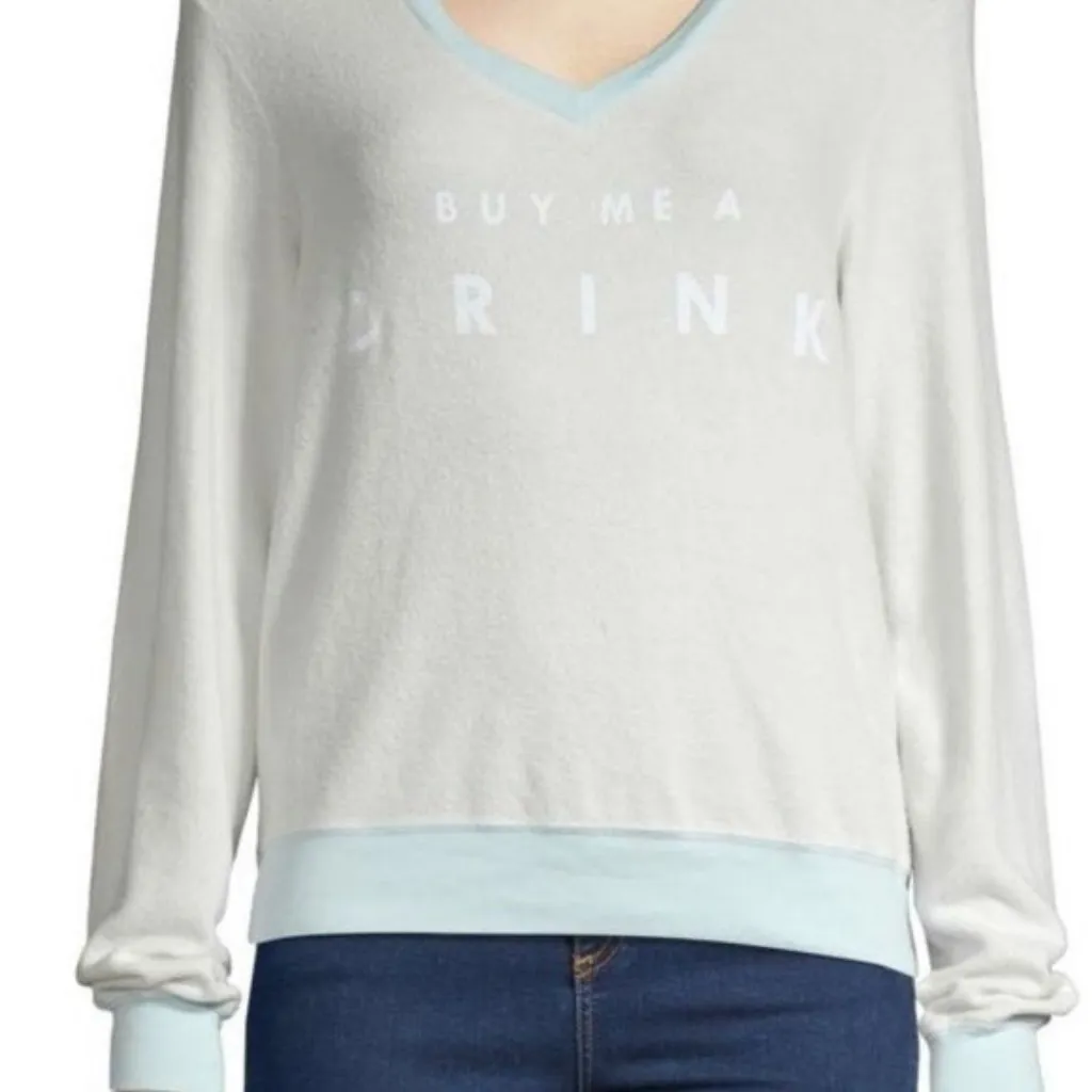 NWT WILDFOX Buy Me A Drink V-Neck Pullover Top Super Soft - Image 4