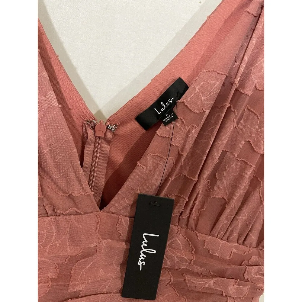 Lulus Sweet Sophistication Vintage Rose Floral Burnout Maxi Dress SZ L Pink Size L - Image 5