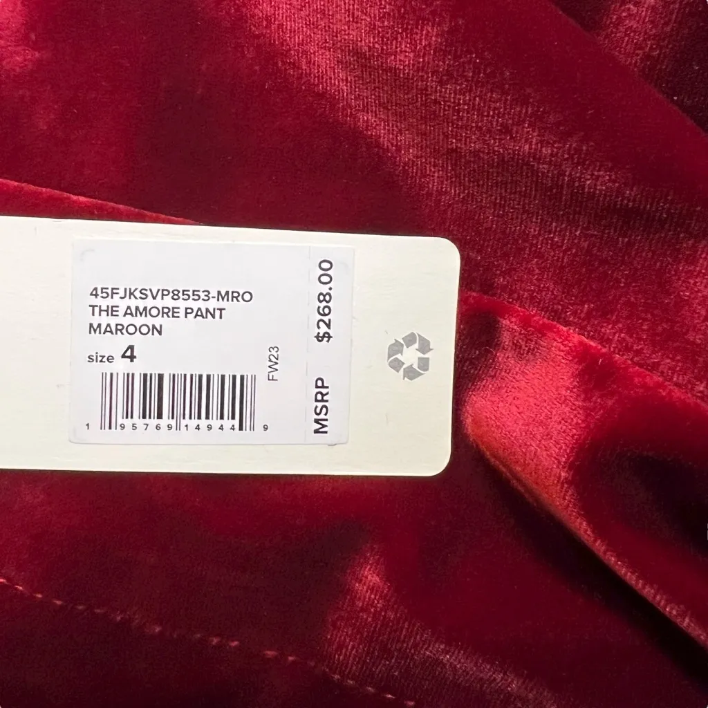 Favorite Daughter The Amore Pant Women’s Red Velvet Maroon Size 4 NWT - Image 10