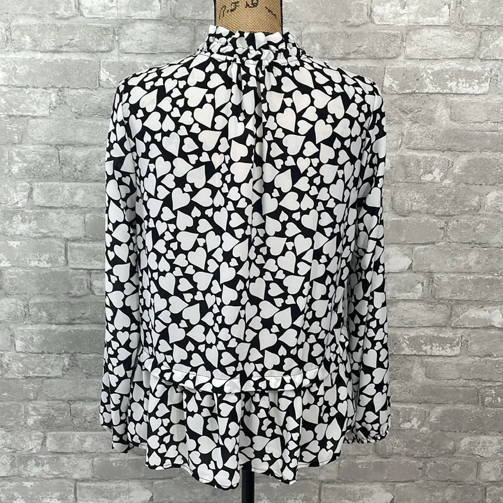 Pleione Black And White Heart Blouse - Image 5