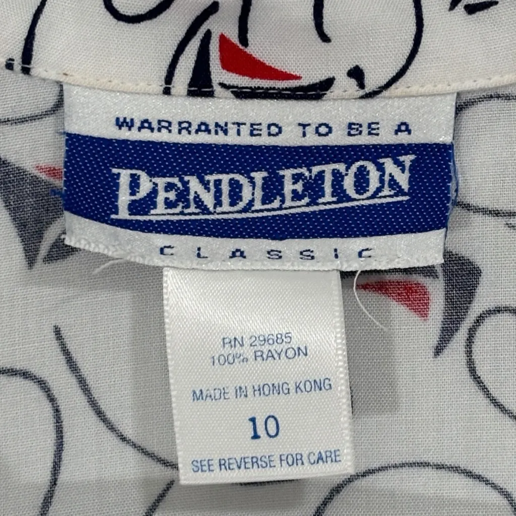 Pendleton White Sailboat Button Down Skirt and Blouse SET Women’s Size Large VTG - Image 5