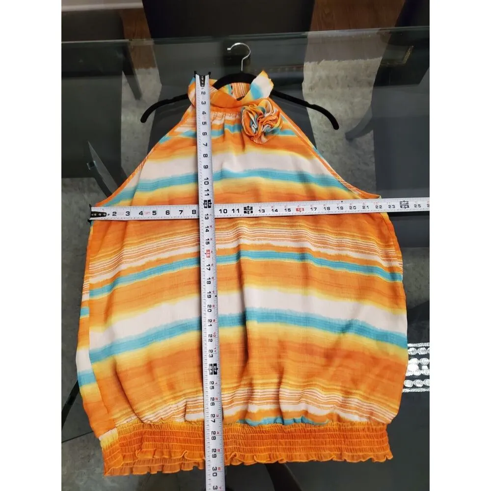 Ashley Stewart Multicolor Flower Polyester Halter Neck Sleeveless Top Blouse 16 - Image 10