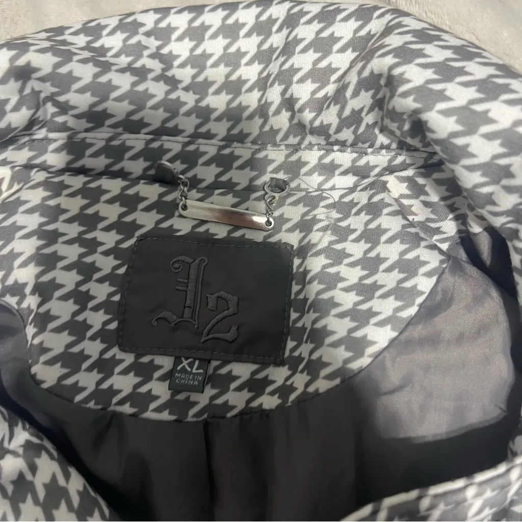 Jou Jou Black and White Houndstooth Pea Coat Size XL - Image 2