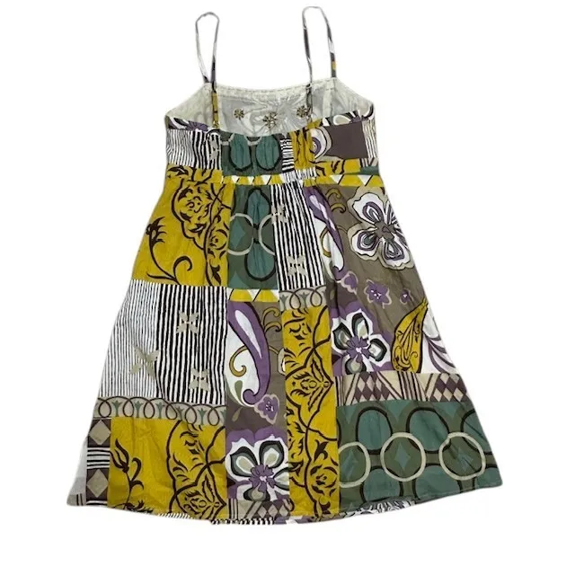 CAbi‎ #107 Patchwork Print Dress Beaded Neckline Sleeveless Casual Colorful Sz 8 - Image 10