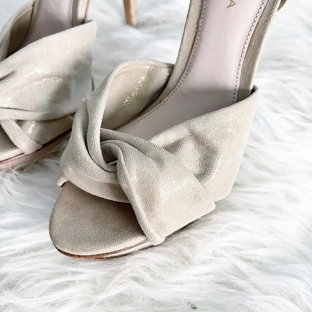 Pelle Moda Ankle Strap Knotted Open Toe Platform Heel Gold Size 6.5 - Image 3