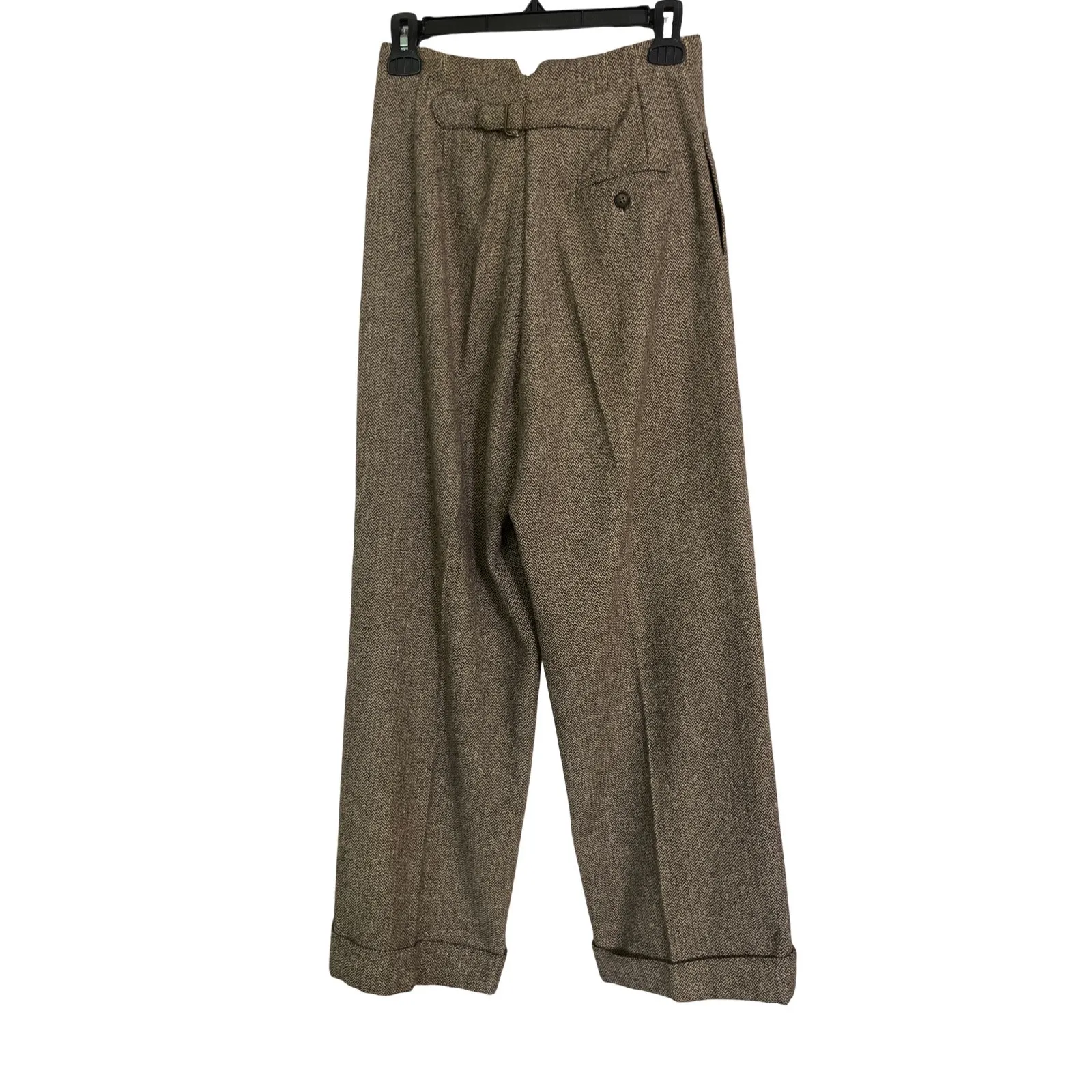 Express Vintage Tweed Wool Blend High Waist Cuffed Trousers Pants Size 3/4 - Image 5