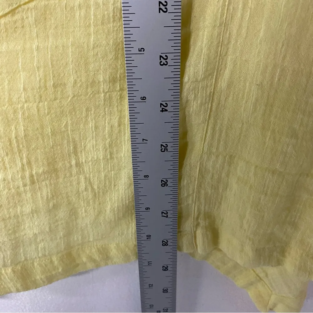 Soft Surroundings Top Size M Yellow Gauze Tunic 1/2 Button Lagenlook Linen Blend - Image 9