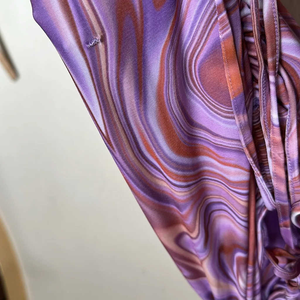 HOUSE OF CB‎ 'Kasia' Purple Swirl Cutout Midi Dress NWOT size S - Image 17