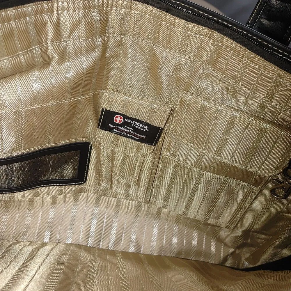 Swissgear Wenger Black Laptop Tote Bag Organizer Pockets Zipper Closure Organize - Image 2