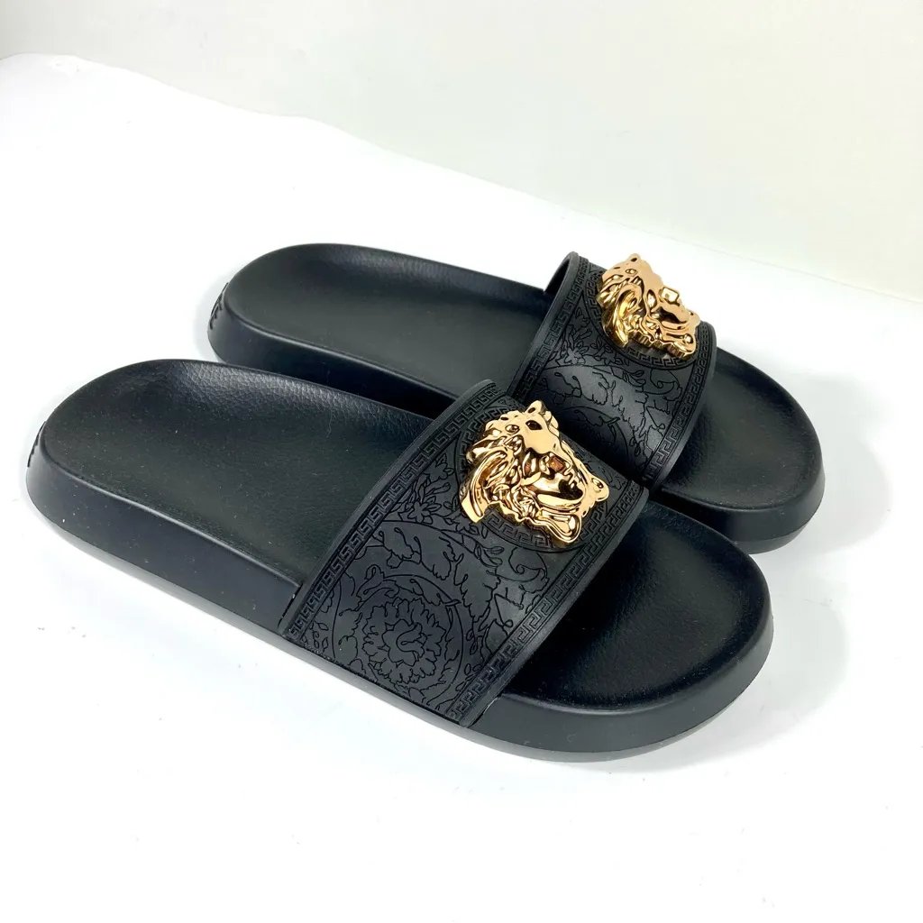 NWB Versace Palazzo Medusa Slide Sandal Black Size 37EU 1009461 DGOM8 KVO41 - Image 6