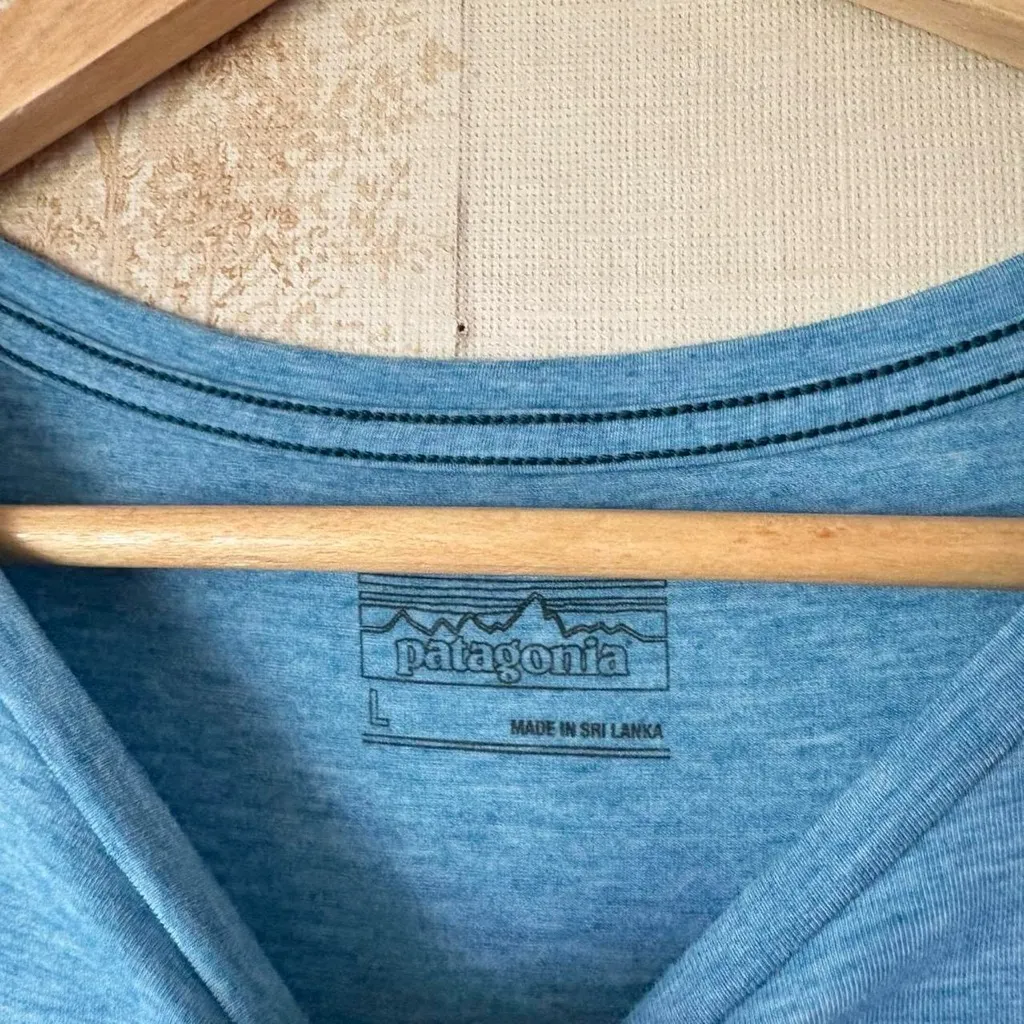 Patagonia blue Glorya ruched activewear short sleeve mini dress athleisure L - Image 5