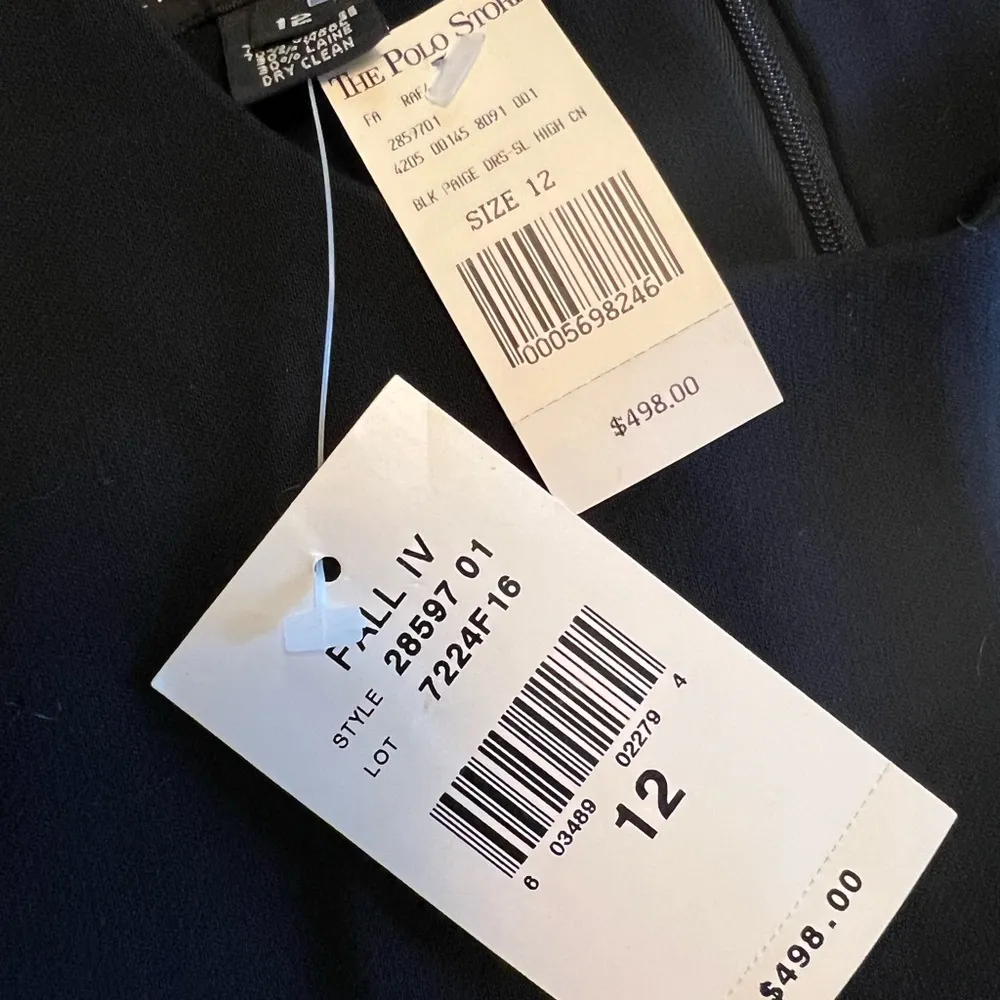 Ralph Lauren Black Dress A-Line Viscose Wool Blend Career Party NWT Size 12 $498 - Image 4