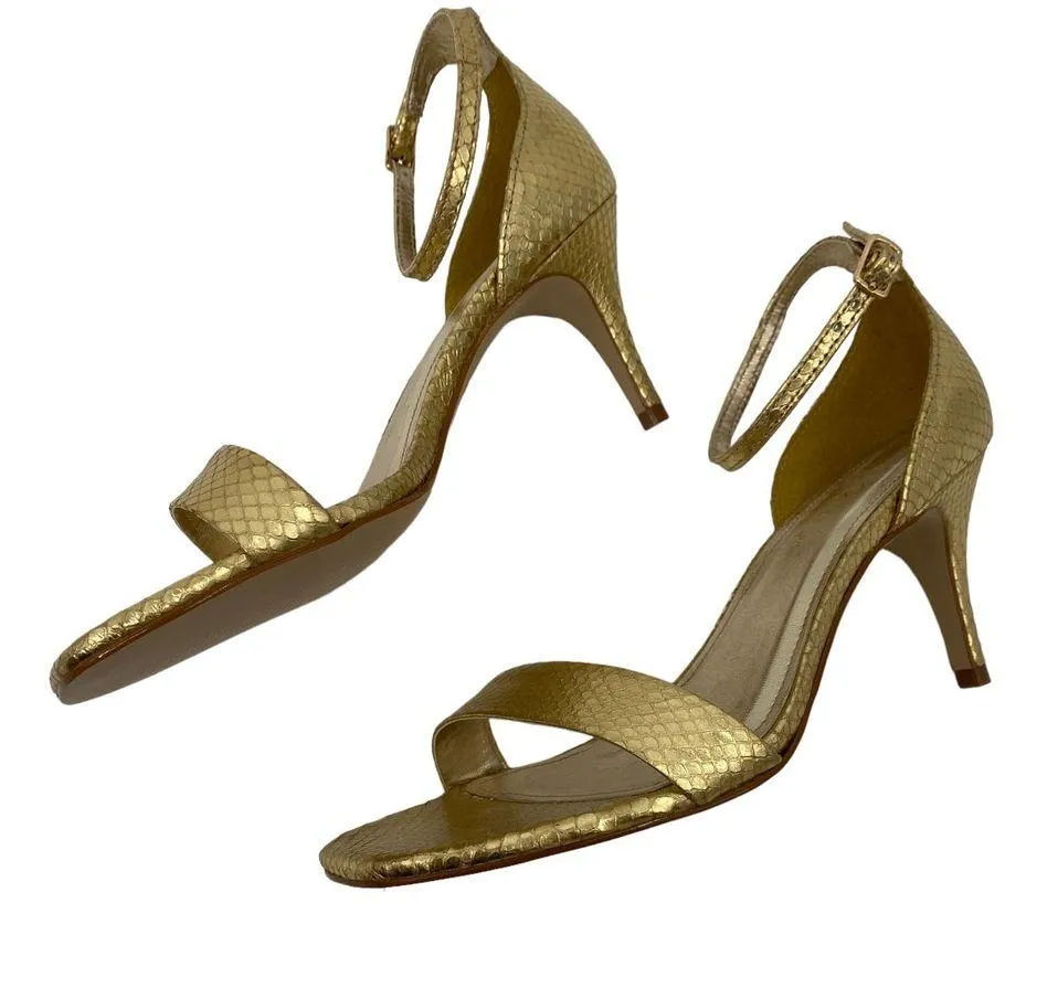 Lilly Pulitzer Natalie Sandals Ankle Strap Gold Metallic Genuine Leather 7.5M - Image 4