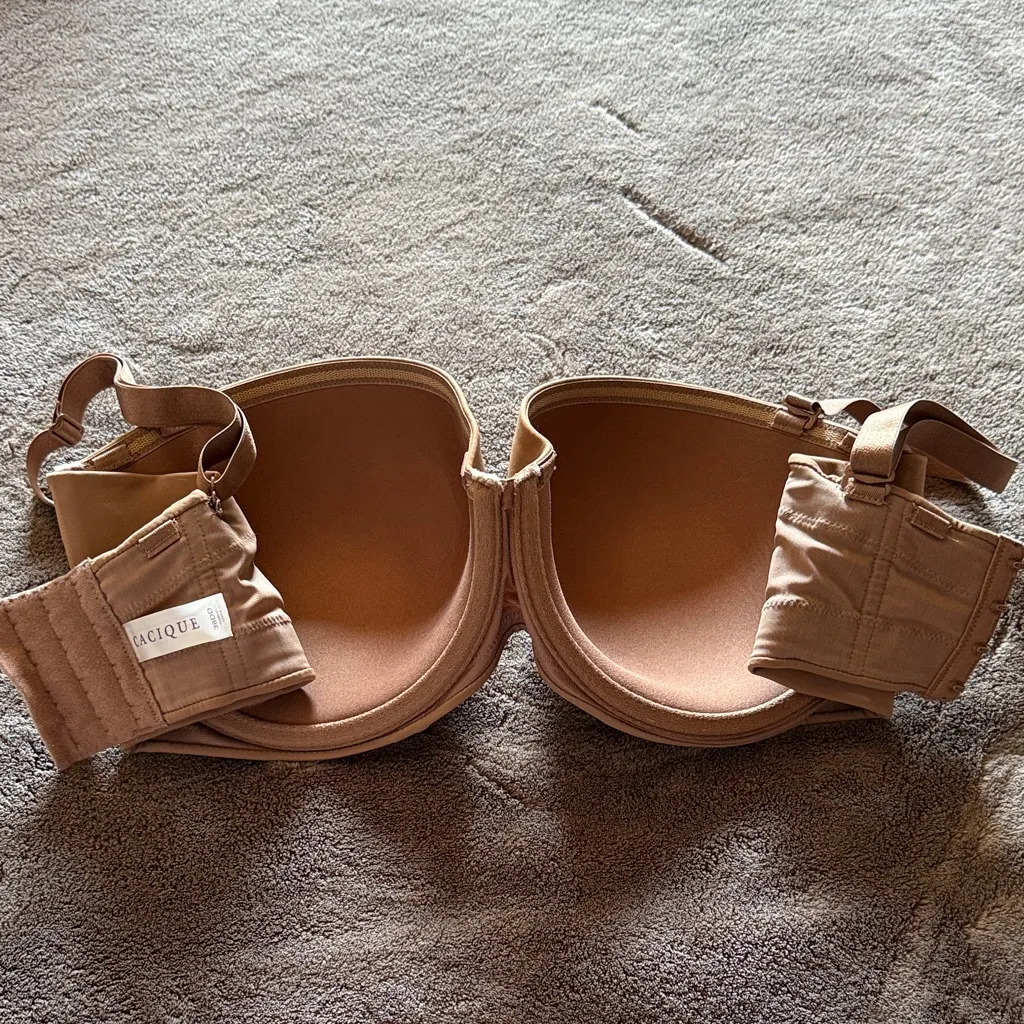 Cacique Nude Bliss Multi Wear Full Coverage Bra Strapless Racer Back Adj Straps - Image 8