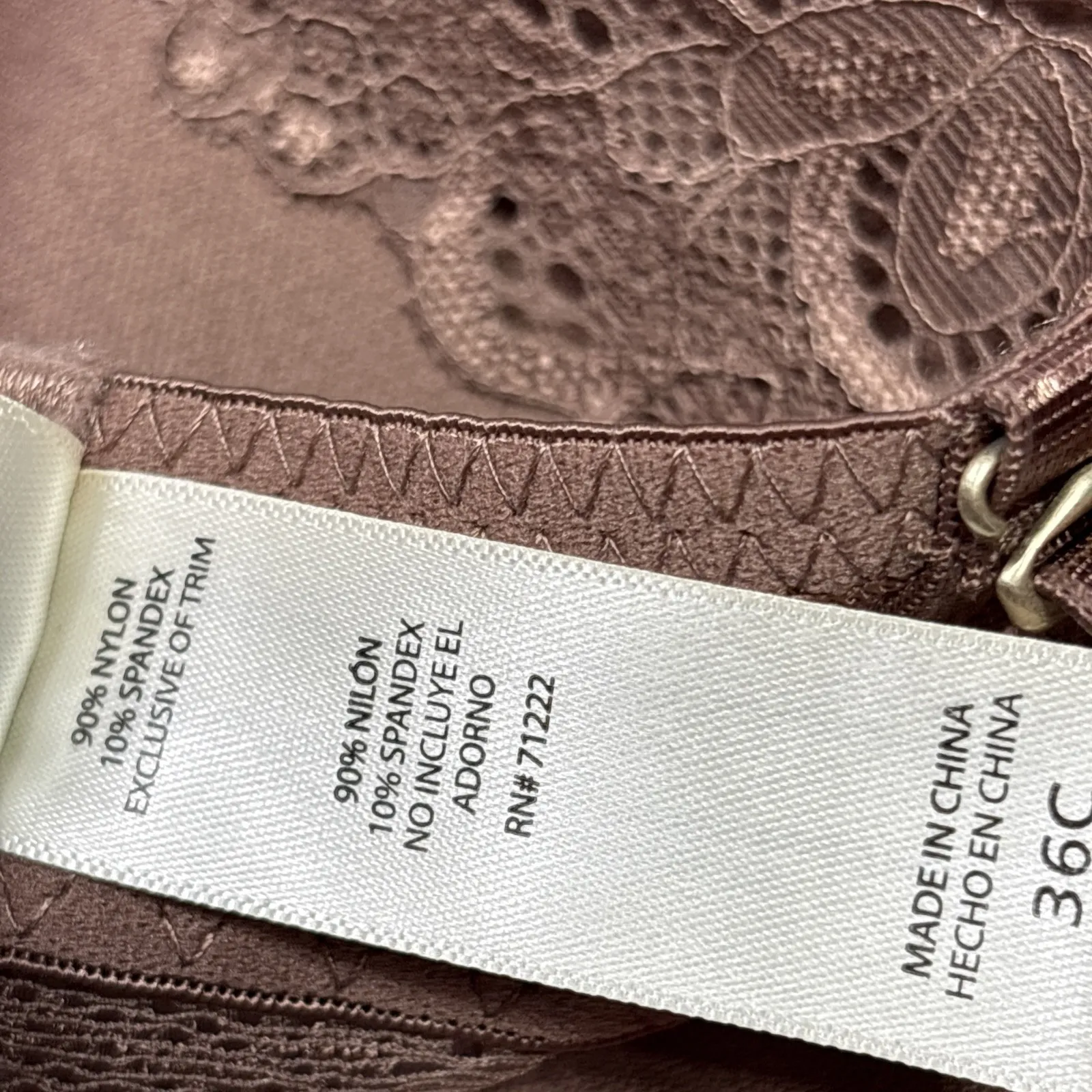 Jessica Simpson Mauve/Brown Bra 36C‎ NWT Underwire Sheer Lingerie Sexy Stretch Size undefined - Image 9