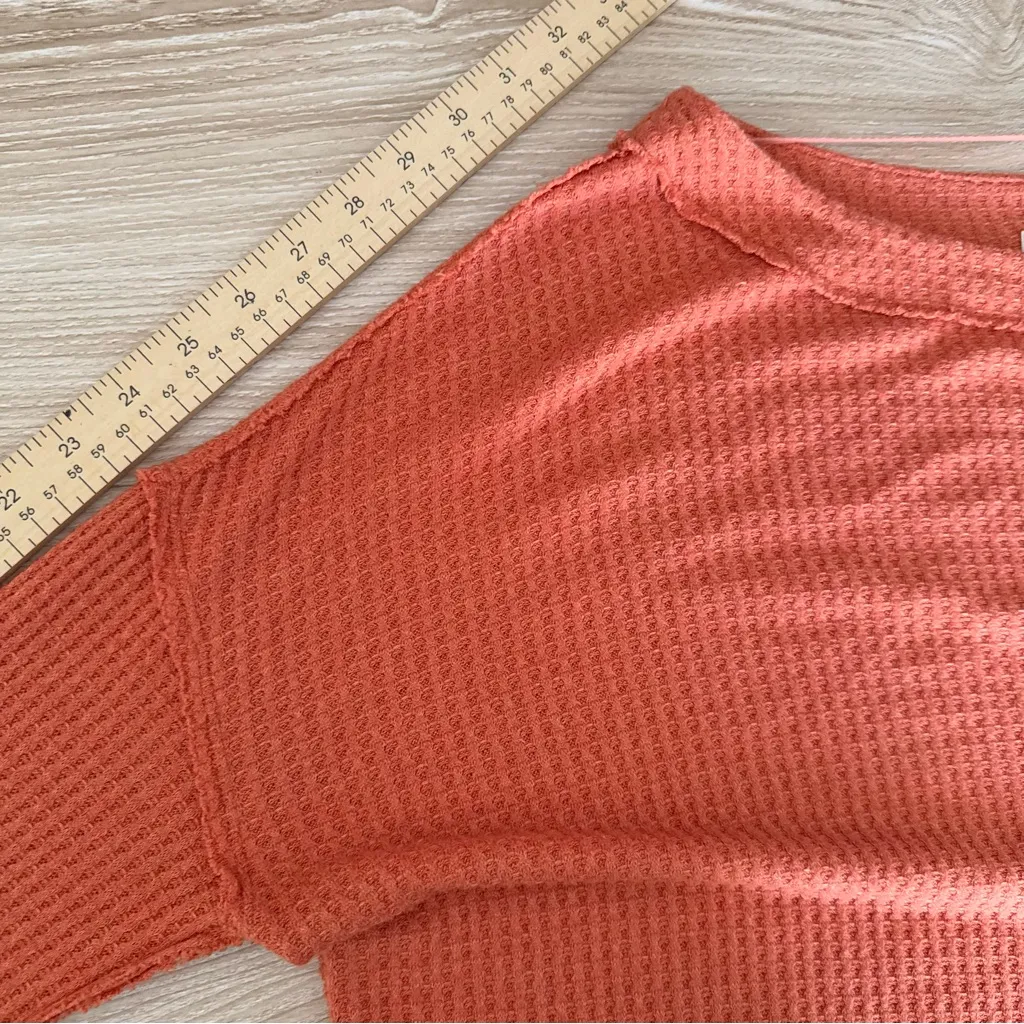 Free People Large North Shore Tunic Waffle Knit Orange Coastal Lounge Relaxed - Image 7