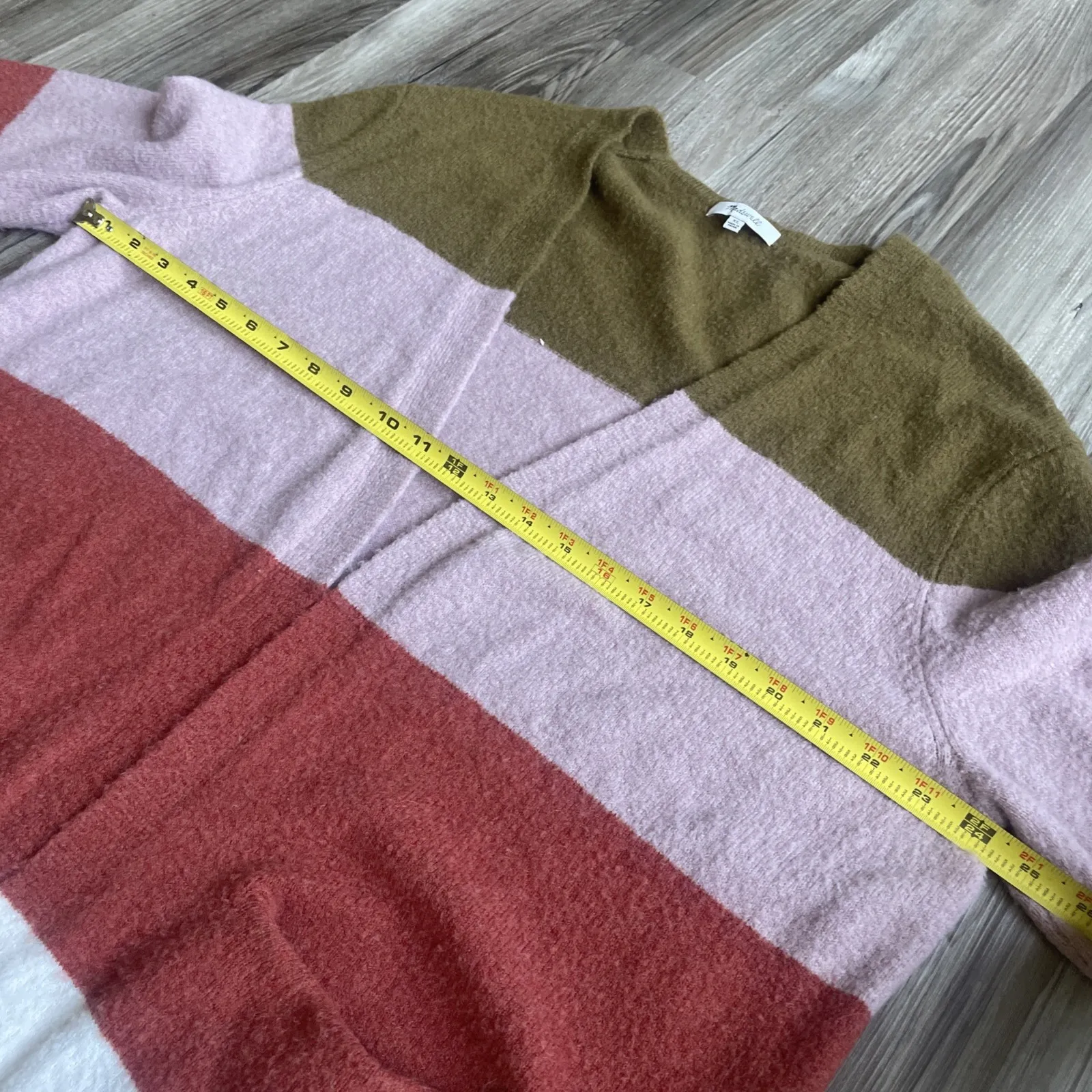 Madewell Women's Stripe Colorblock Cozy Wool‎ Blend Cardigan Size XL Soft Plush - Image 4