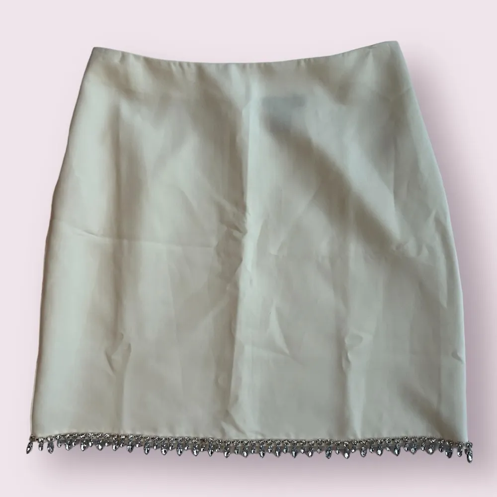 Sincerely Jules Ivory White Rhinestone Fringe Mini Skirt Medium - Image 3