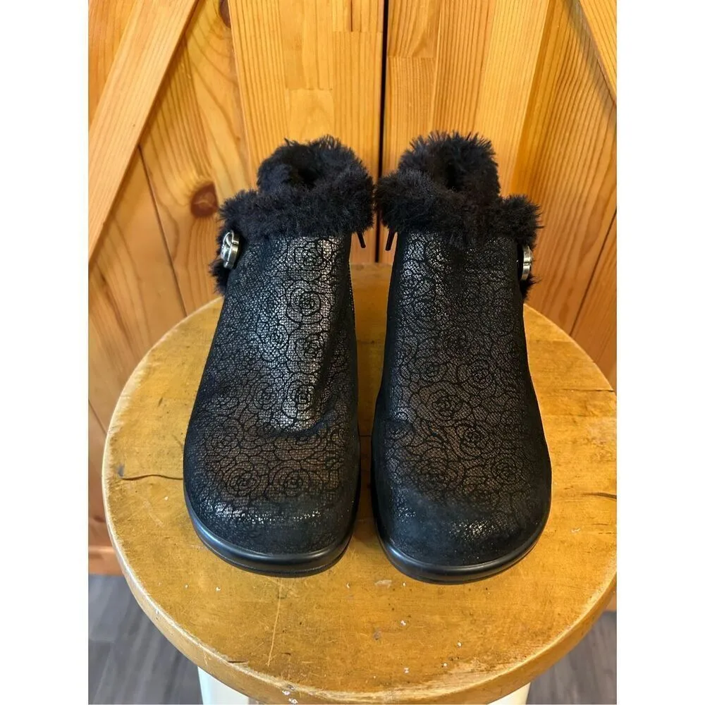 Alegria Womens EUR 35 US 4.5 Leather Meri Roses Black Floral Faux Fur Lined Boot - Image 2