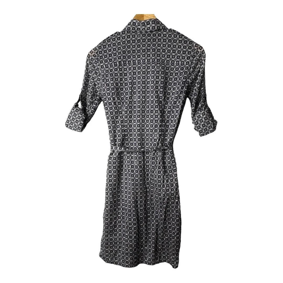 Tory Burch Shirt Dress Rare Long Sleeve‎ Belted Collared Geometric Print Size 2 - Image 7