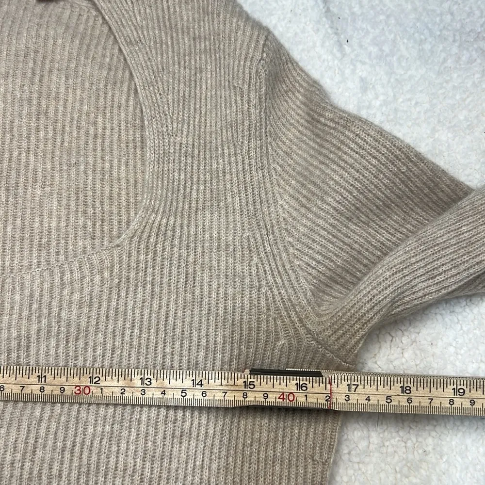 VINCE 100% Cashmere Ribbed Square Neck Smokey Quartz Sweater Size XLarge - Image 7