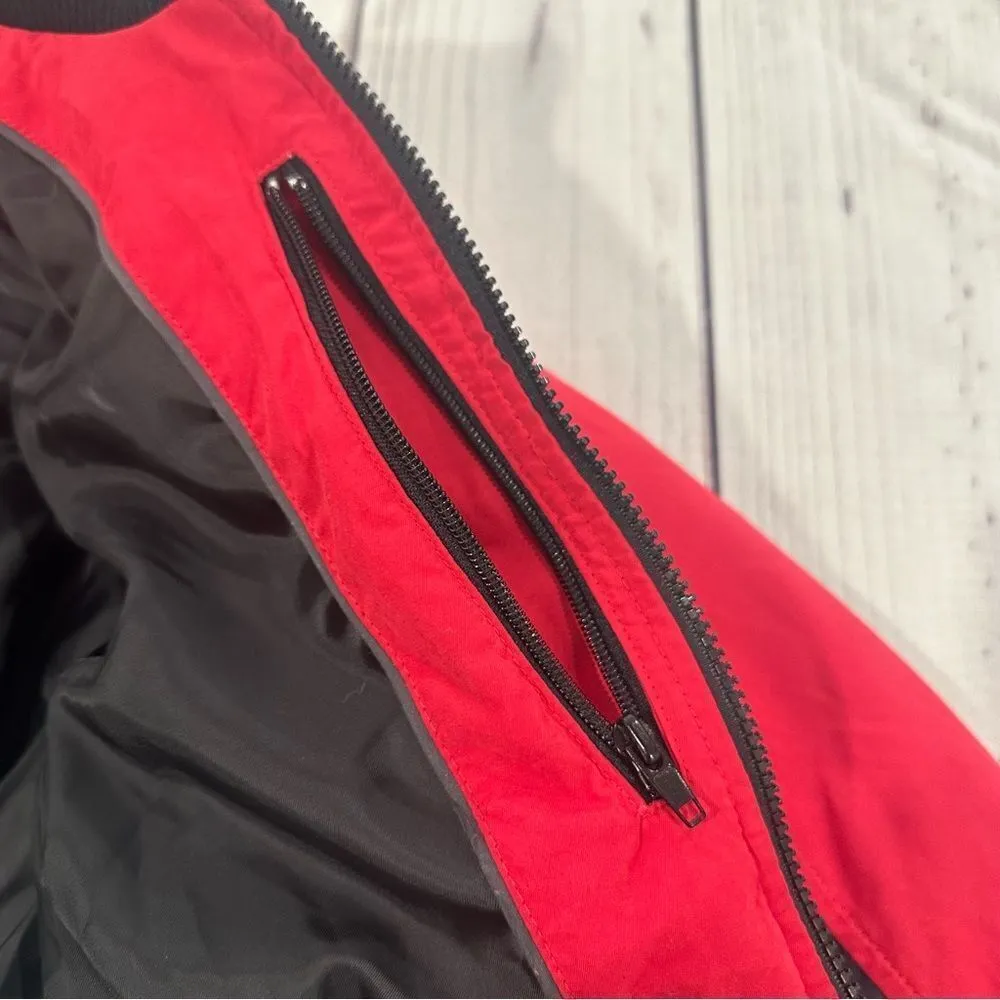 Harley Davidson Womens Small Red Black Quilted Down Feather Jacket Logo Biker - Image 11