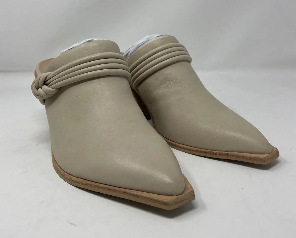 Dolce Vita Sita Mules 8 Sand Nubuck Pointed Toe Block Heel Leather Slip On NEW - Image 3