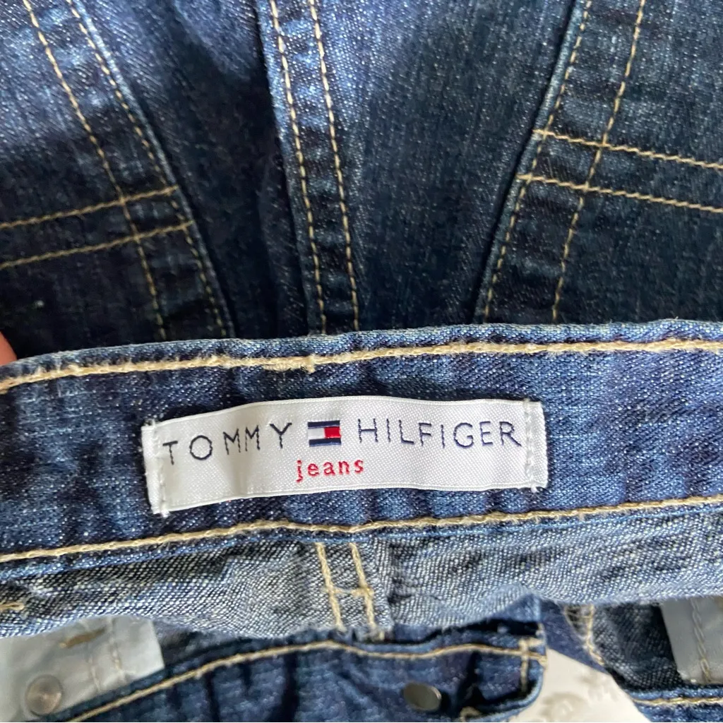 Vintage Tommy Hilfiger Y2K Dark Wash Straight Jeans Mid Low Rise Size 2 - Image 10