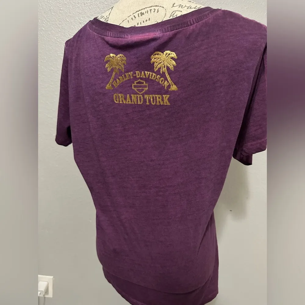 New with out tags motor Harley Davidson cycles y shirt size L purple color - Image 4