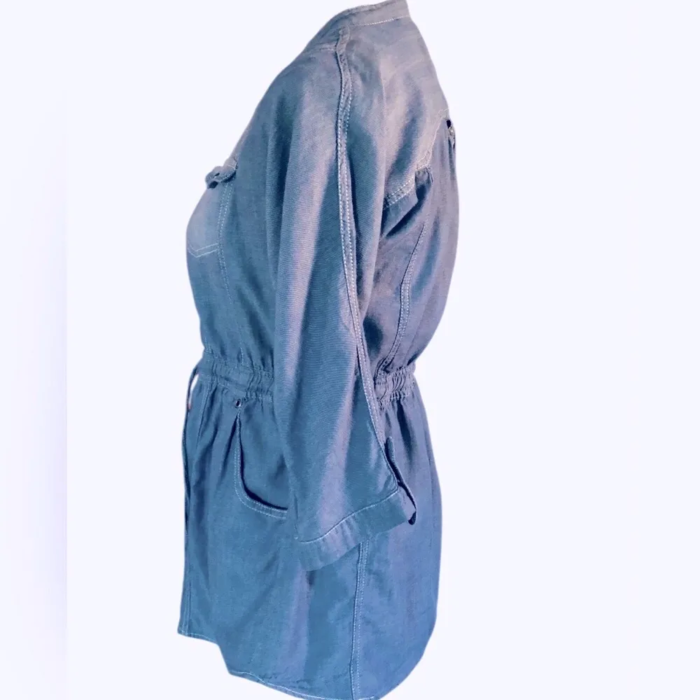 Prototype Authentic Lightweight Denim Chambray Top w/Cinched Tie Waist Blue Size L - Image 2