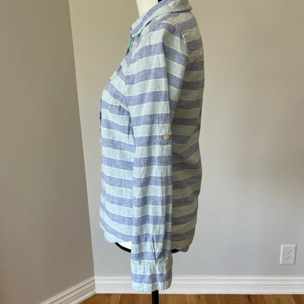 Vineyard Vines size 0 tabbed sleeve top 55% linen - Image 8