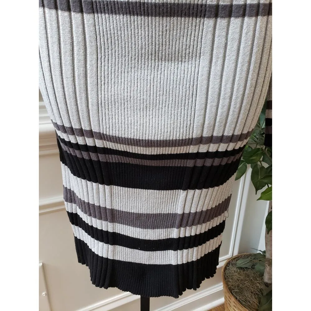 No Boundaries Sweater Dress Women XL Multicolor Stripe Ribbed Knit Cowl Neck - Image 6