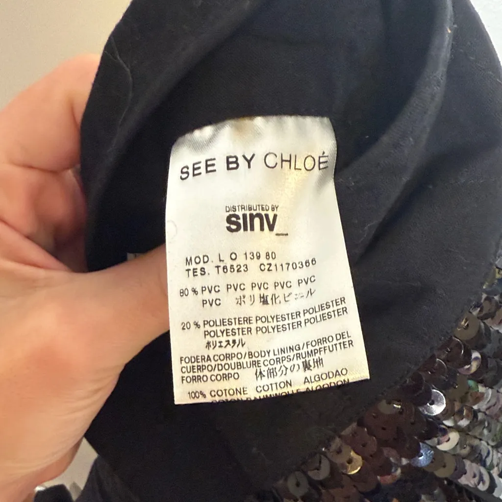 See by Chloe Black Sequin high rise Shorts - Size 4 - Image 6