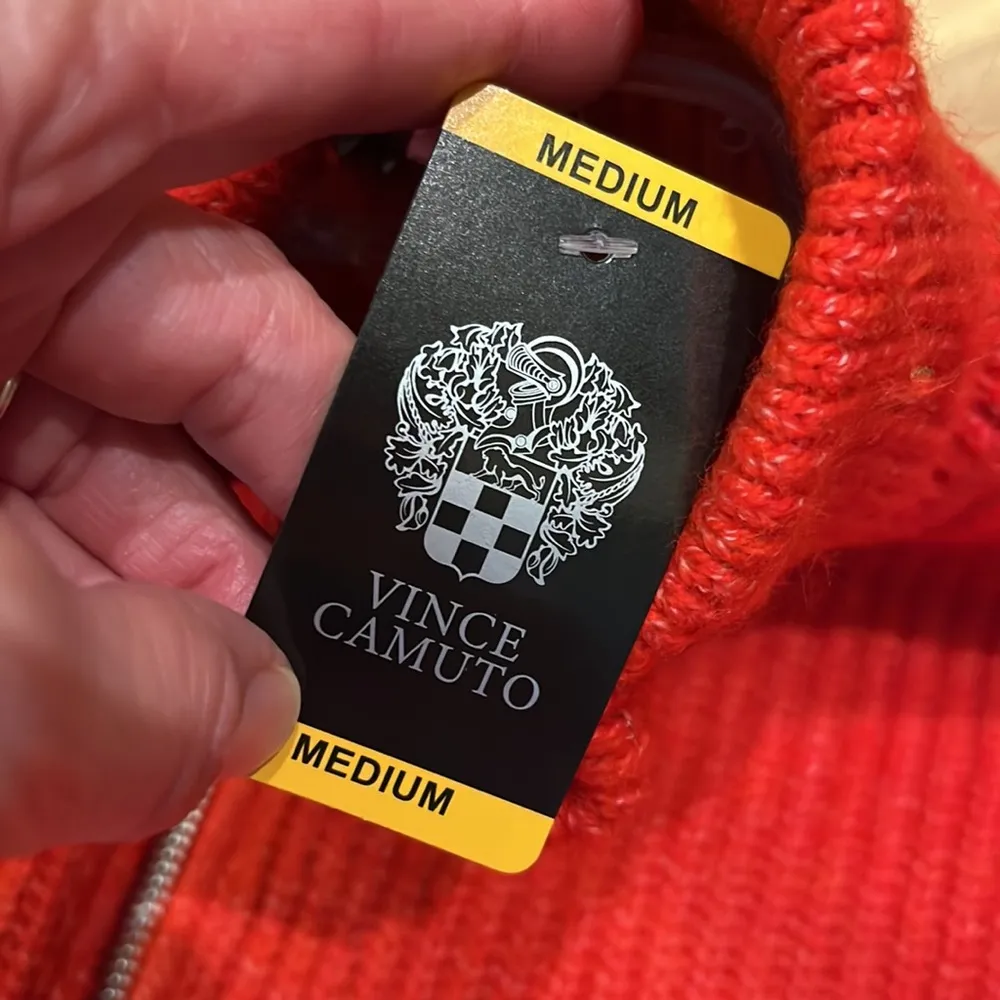 Red Cozy Vince Camuto Sweater Crossfire Acrylic Zip Neck - Image 13