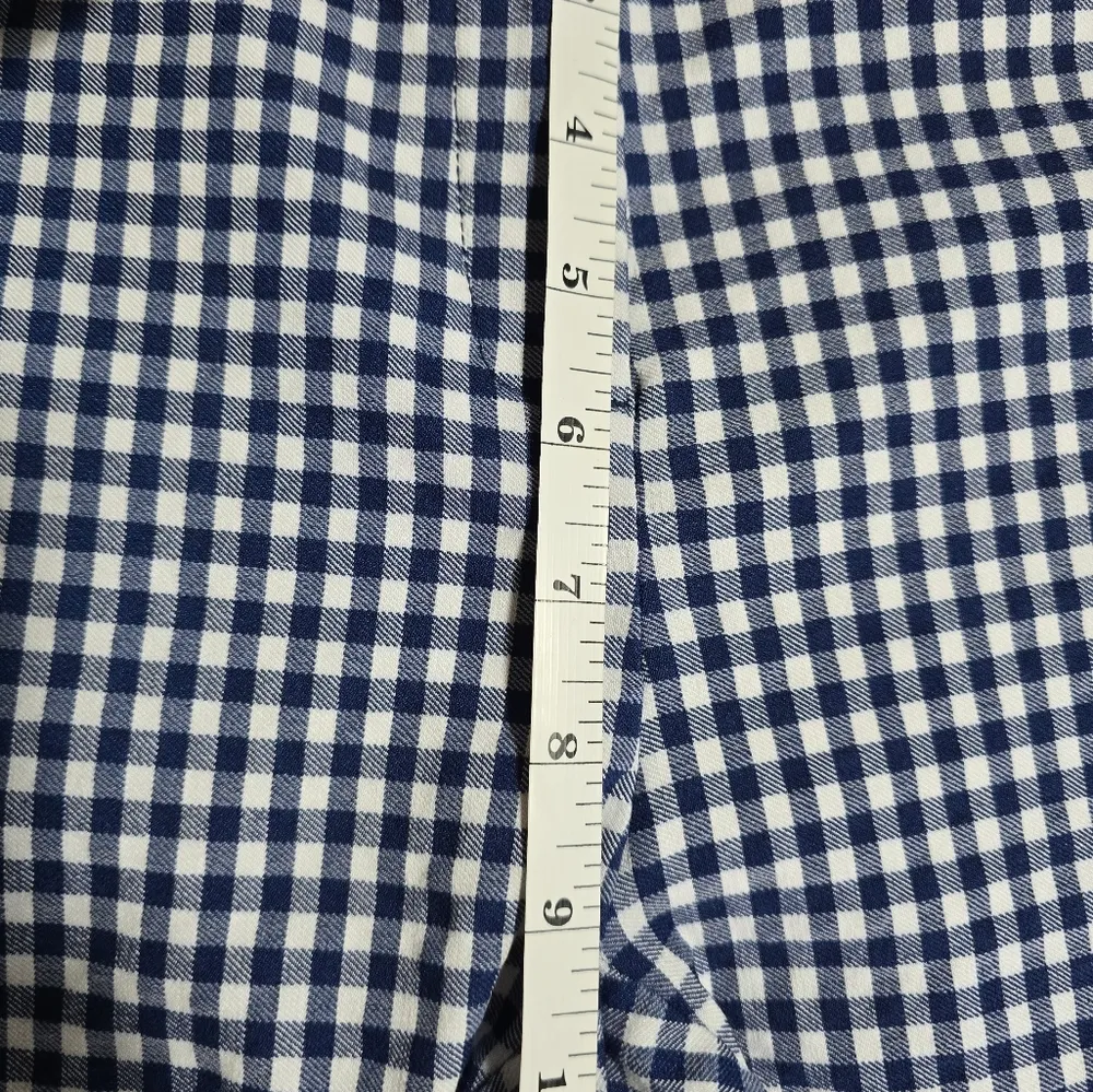 Cynthia Rowley Blue & White Gingham Rugfle Detail Slim Ankle Pants Size 10 - Image 6