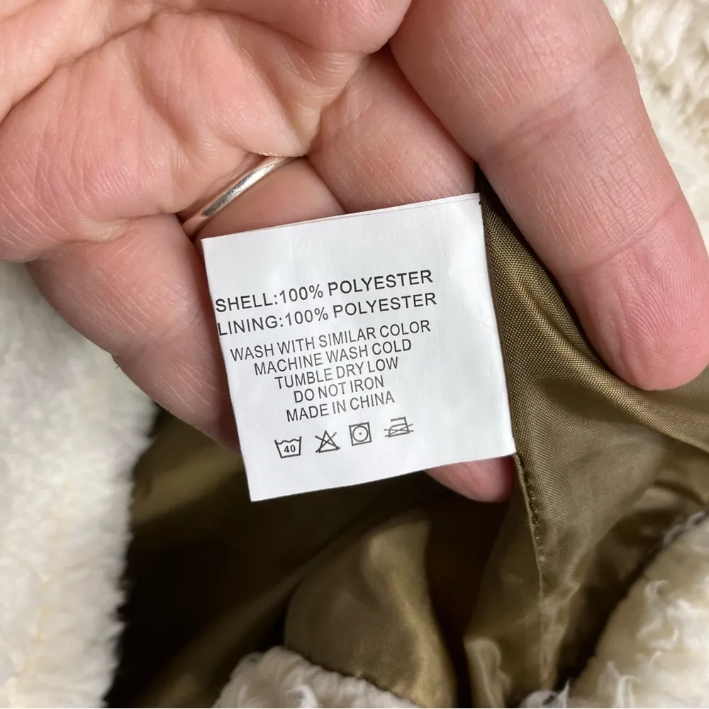 ZYIA‎ Active Teddy jacket longer length cream size small - Image 6