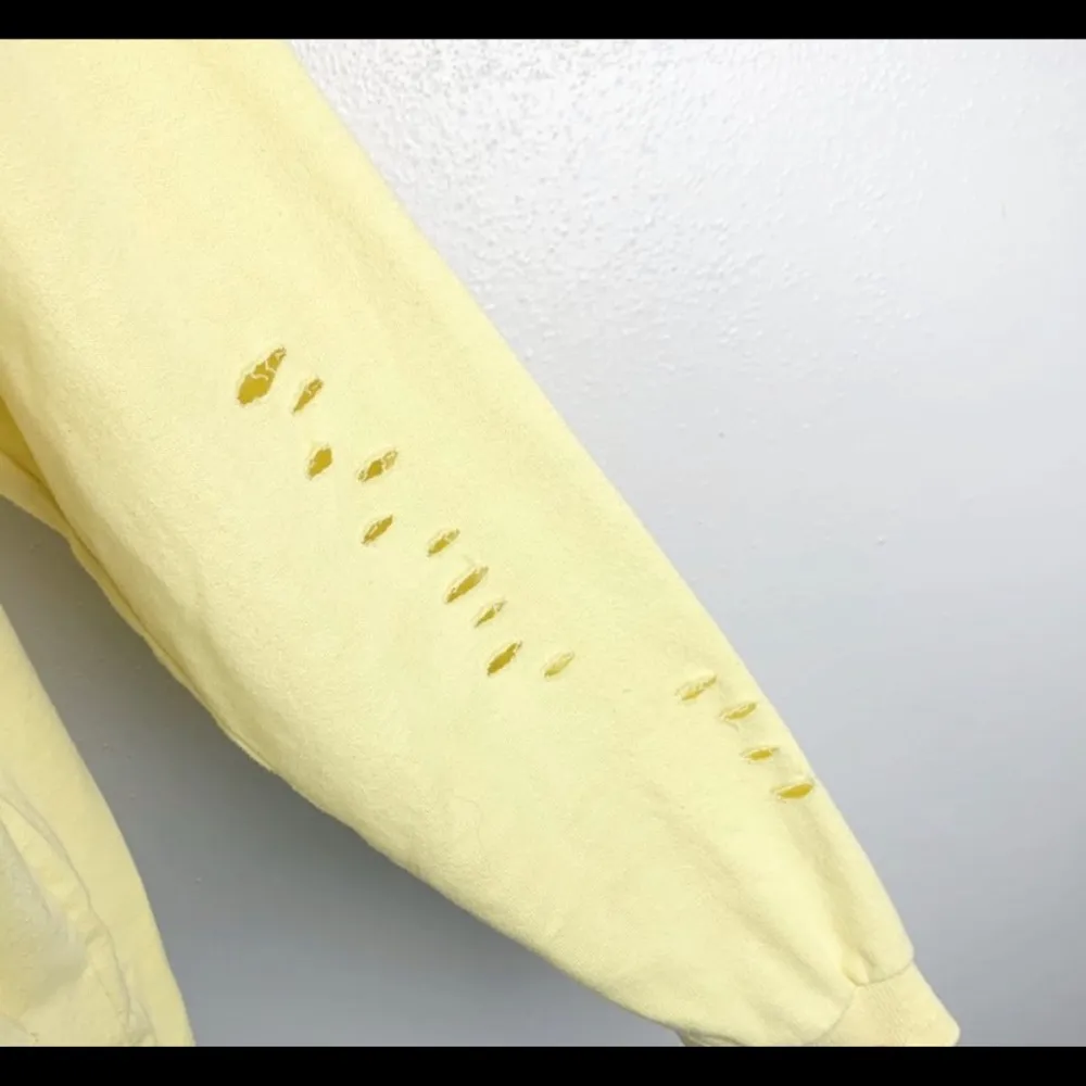 No Comment yellow distressed hoodie - Image 3