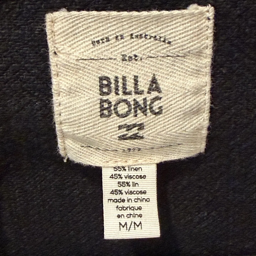 Billabong Black Double Breasted Linen Blend Utility Jacket Size Medium - Image 6